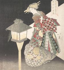 Courtesan by a Lantern, Fire, from the series Five Elements for the Bunsai Poetry Gr..., ca. 1820. Creator: Totoya Hokkei