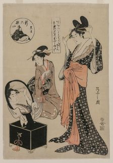 Courtesan Before a Mirror Adjusting Her Hairpins (from the series A New Series of the Six..., mid 17 Creator: Ch?bunsai Eishi (Japanese, 1756-1829)