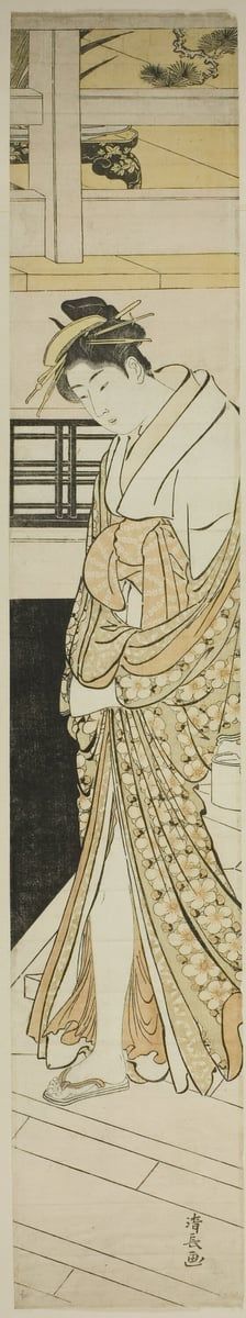 Courtesan Descending Stairs, c. 1783. Creator: Torii Kiyonaga