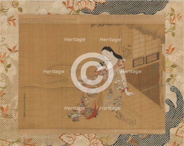 Courtesan Enjoying a Cool Summer Evening, 1741. Creator: Haritsu Ogawa.