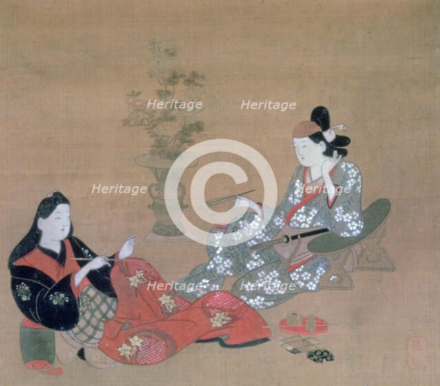 'Courtesan Entertaining an Actor', c1695. Artist: Furuyama Moroshige