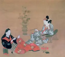 Courtesan Entertaining an Actor c1695. Artist: Furuyama Moroshige