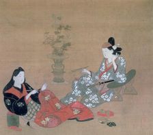 Courtesan Entertaining an Actor c1695. Artist: Furuyama Moroshige