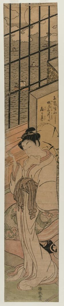 Courtesan in a Room Overlooking Edo Bay, c. 1770. Creator: Isoda Koryusai (Japanese)