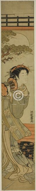 Courtesan Playing a Hand Drum, c. 1775. Creator: Isoda Koryusai.