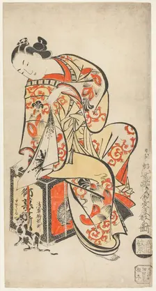 Courtesan Playing with a Cat, c. 1715. Creator: Dohan Kaigetsudo