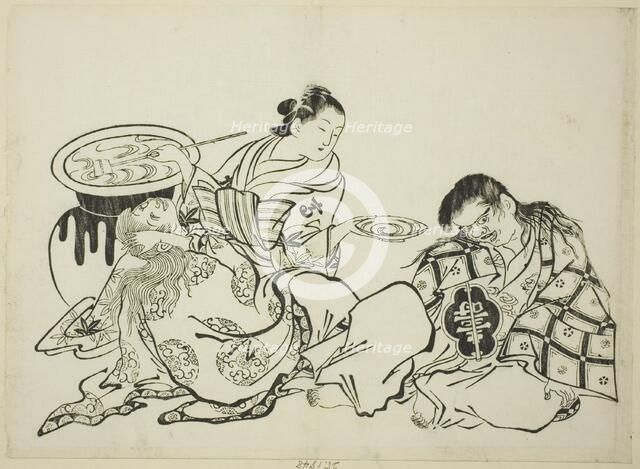 Courtesan Plying Shojo with Sake, no. 4 from a series of 12 prints, c. 1708. Creator: Okumura Masanobu.