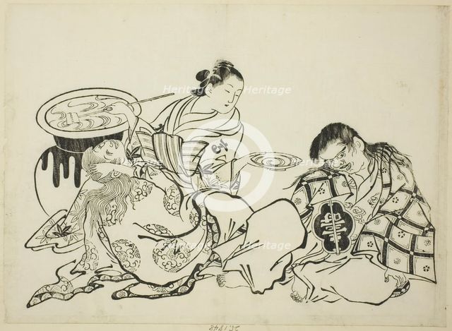 Courtesan Plying Shojo with Sake, no. 4 from a series of 12 prints, c. 1708. Creator: Okumura Masanobu.