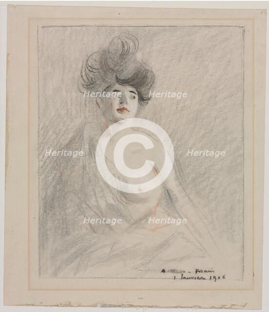 Courtesan (recto) Figure Sketches (verso), 1906. Creator: Jean Louis Forain (French, 1852-1931).