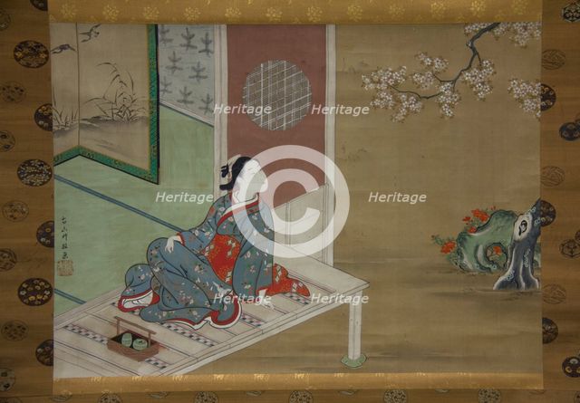 Courtesan Resting on the Veranda, 18th century. Creator: Furuyama Moromasa.