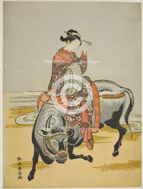 Courtesan Riding an Ox, c. 1766. Creator: Suzuki Harunobu.