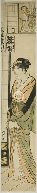 Courtesan Standing Beneath a Shelf for Talismans, c. 1783. Creator: Torii Kiyonaga.