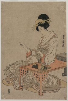 Courtesan Seated at a Writing Table, c. late 1790s. Creator: Utagawa Toyohiro (Japanese, 1733-1828)