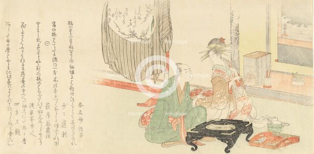 Courtesan with Client before a Tokonoma Alcove, 1798. Creator: Kubo Shunman.