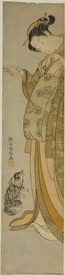 Courtesan with her Pet, c. 1769. Creator: Suzuki Harunobu