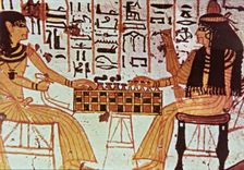 Courtesan women playing chess, fresco from the chapel of Khabekhnet