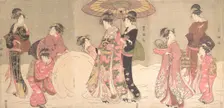 Courtesans and Attendants Making a Giant Snowball, ca. 1796. Creator: Utagawa Toyokuni I