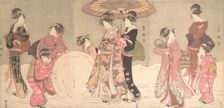 Courtesans and Attendants Making a Giant Snowball, ca. 1796. Creator: Utagawa Toyokuni I