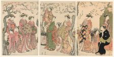 Courtesans and Their Child Attendants under Blossoming Cherry Trees, 1785. Creator: Torii Kiyonaga