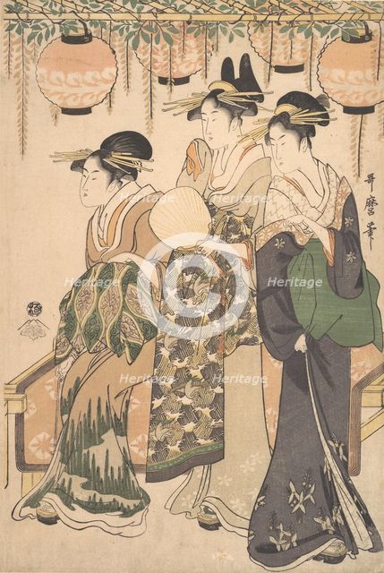 Courtesans Beneath a Wisteria Arbor..., ca. 1795. Creator: Kitagawa Utamaro.