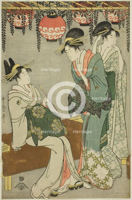 Courtesans beneath Wisteria Arbor, Japan, c. 1795. Creator: Kitagawa Utamaro.