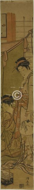 Courtesans Conversing through a Mosquito Net, c. 1782. Creator: Torii Kiyonaga.