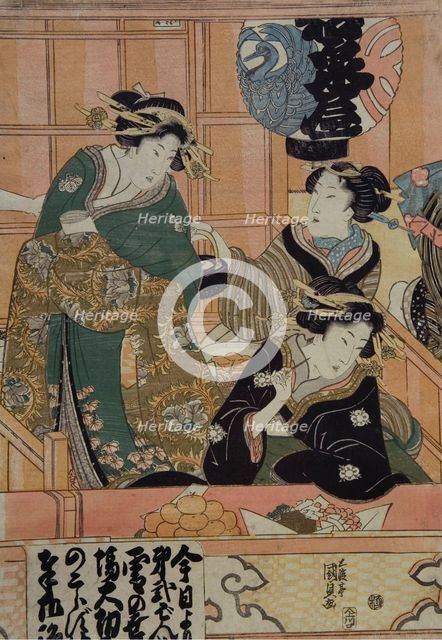 Courtesans in the theater, 1815-1819. Creator: Kunisada (Toyokuni III), Utagawa (1786-1864).
