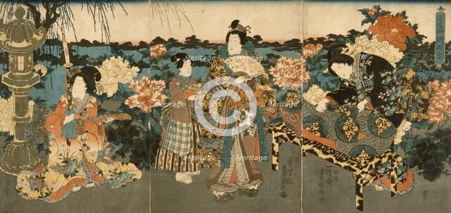 Courtesans in a Peony Garden, mid-19th century. Creator: Unknown.