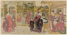 Courtesans of the Chojiya and their attendants playing kemari, c. 1791/93. Creator: Utagawa Toyokuni I