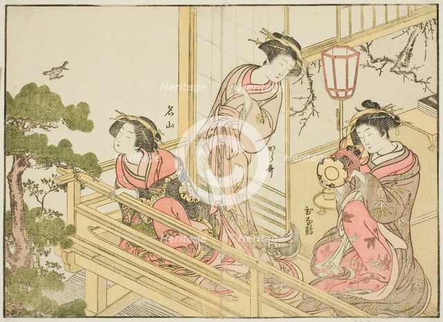 Courtesans of the Chojiya, from the book "Mirror of Beautiful Women of the Pleasure..., 1776. Creator: Shunsho.