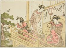 Courtesans of the Chojiya, from the book "Mirror of Beautiful Women of the Pleasure..., 1776. Creator: Shunsho