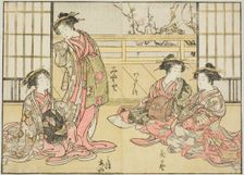 Courtesans of the Kadotamaya, from the book "Mirror of Beautiful Women of the Pleasure..., 1776. Creator: Shunsho
