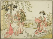 Courtesans of the Kadotsutaya, from the book "Mirror of Beautiful Women of the Pleasure..., 1776. Creator: Shunsho