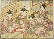 Courtesans of the Matsubaya, from the book "Mirror of Beautiful Women of the Pleasure..., 1776. Creator: Shunsho