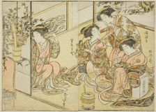 Courtesans of the Matsuneya, from the book "Mirror of Beautiful Women of the Pleasure.., 1776. Creator: Shunsho