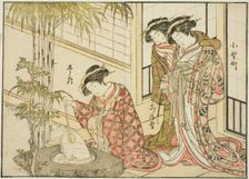 Courtesans of the Maruya, from the book "Mirror of Beautiful Women of the Pleasure Quarters..., 1776 Creator: Shunsho