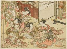 Courtesans of the Shin Kanaya, from the series "Mirror of Beautiful Women of the Pleasure..., 1776. Creator: Shunsho