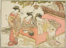 Courtesans of the Yadaya, from the book "Mirror of Beautiful Women of the Pleasure Quarters..., 1776 Creator: Shunsho