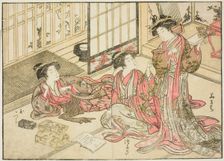 Courtesans of Kado Daikokuya, from the book "Mirror of Beautiful Women of the Pleasure..., 1776. Creator: Shunsho