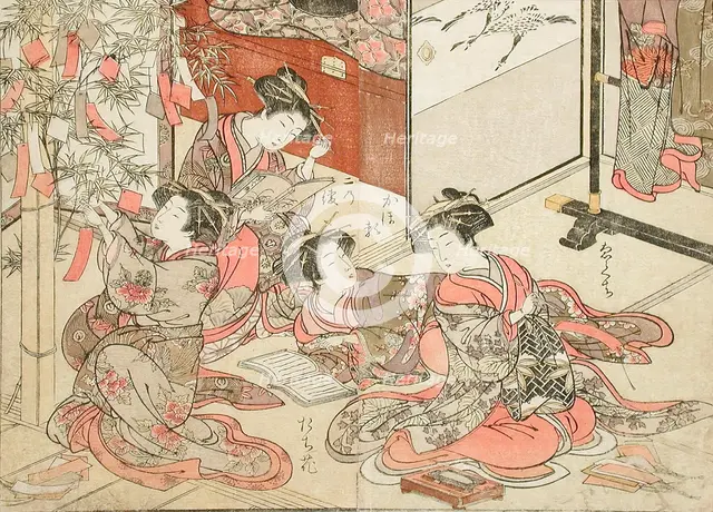 Courtesans of One of the Green Houses: Yaokaya (?), 1776. Creators: Kitao Shigemasa, Shunsho.