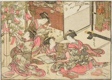 Courtesans of Shin Kanaya, from the book "Mirror of Beautiful Women of the Pleasure..., 1776. Creator: Shunsho