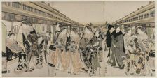 Courtesans Promenading on the Nakanocho, c. 1790. Creator: Utagawa Toyokuni (Japanese, 1769-1825)