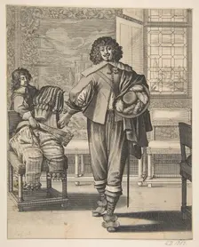 Courtier Following Edict Against Superfluity in Dress (Le Courtisan suivant le..., mid-17th century. Creator: Abraham Bosse