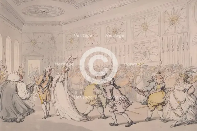 Courtiers passing through the Guard Chamber, St James's Palace, London, c1808. Creator: Thomas Rowlandson.
