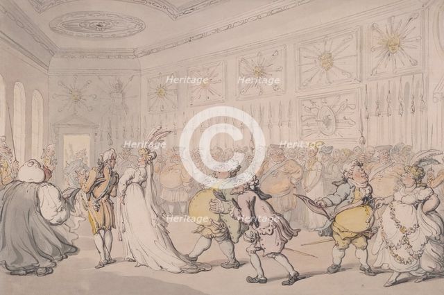 Courtiers passing through the Guard Chamber, St James's Palace, London, c1808. Creator: Thomas Rowlandson.