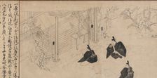 Courtiers visit Sugawara no Michizane’s mortuary temple..., ca. 1300. Creator: Unknown