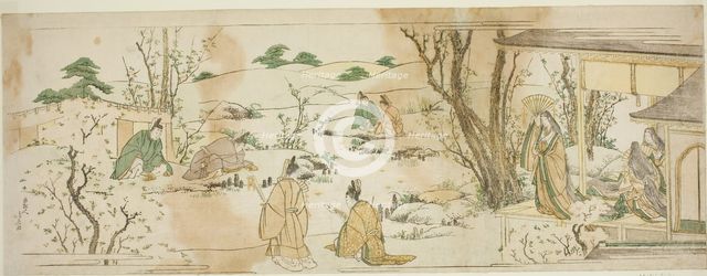 Courtly event modeled on the Lanting Gathering, Japan, c. 1801/07. Creator: Hokusai.