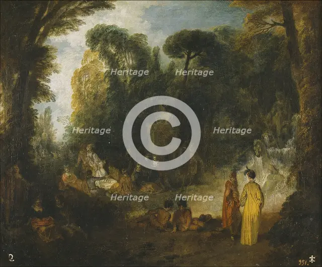 Courtly Gathering In A Park, 1712-1713. Artist: Watteau, Jean Antoine (1684-1721)