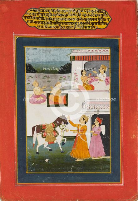 Courtly scene from a Baramasa series, 19th century. Artist: Unknown.