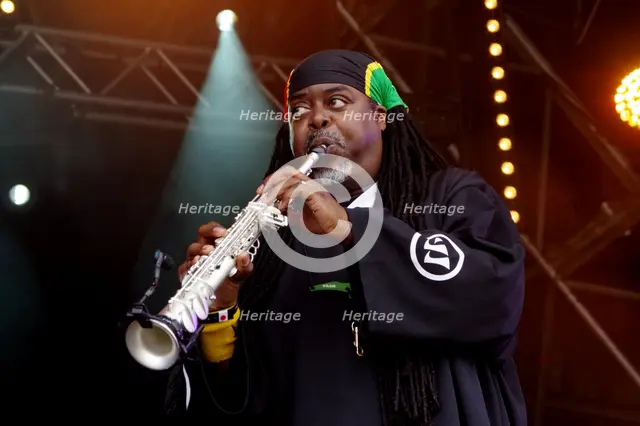 Courtney Pine, Love Supreme Jazz Festival, Glynde Place, East Sussex, 2014. Artist: Brian O'Connor.